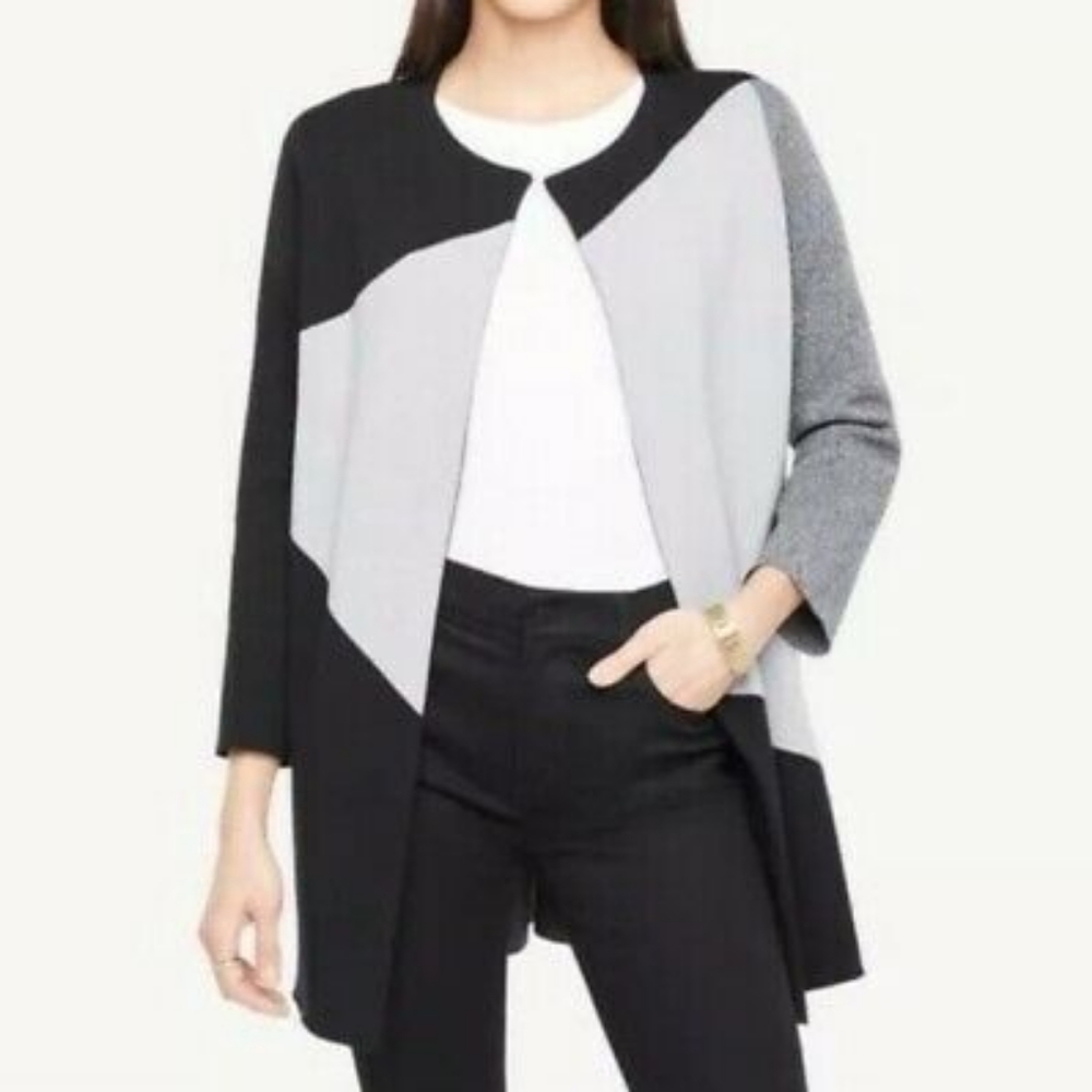 *RARE* Ann Taylor Color Block Car Coat, Never Worn - Picture 7 of 7